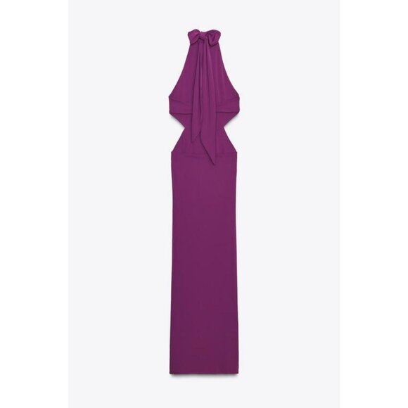 ZARA GATHERED HALTER LONG DRESS - Picture 9 of 10